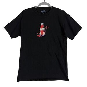 Broken Promises Shirt Mens Medium Black Lust Devil Graphic Tee Tagless Cotton